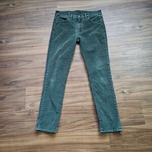 Levi Strauss 511 Corduroy Pants Green Slim Fit Mens 33x32